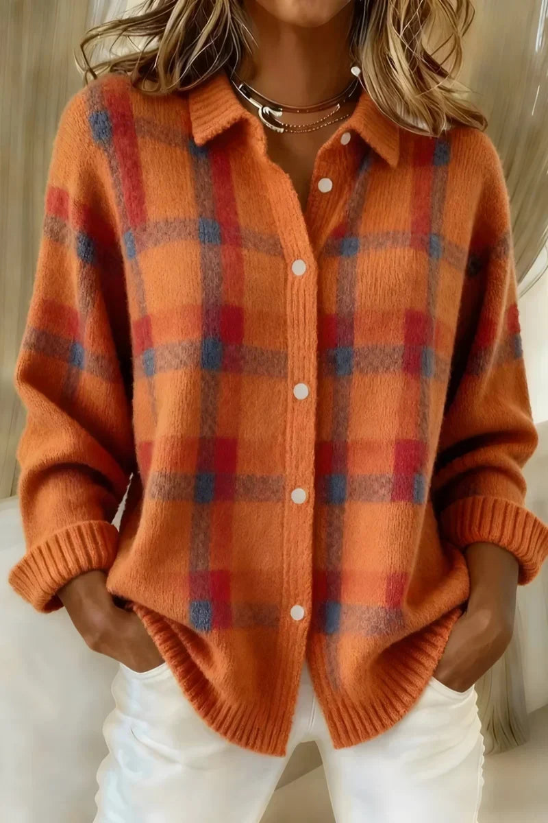 Nadia Plaid Button-Up Cardigan
