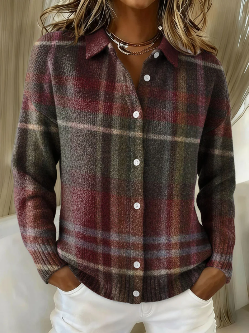 Bev Classic Plaid Cardigan