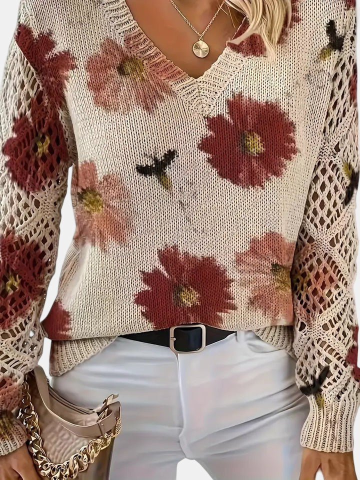 Amira Floral V-Neck Sweater