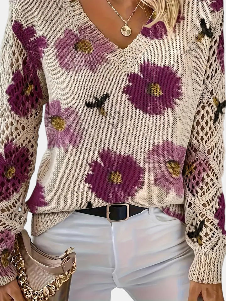 Amira Floral V-Neck Sweater