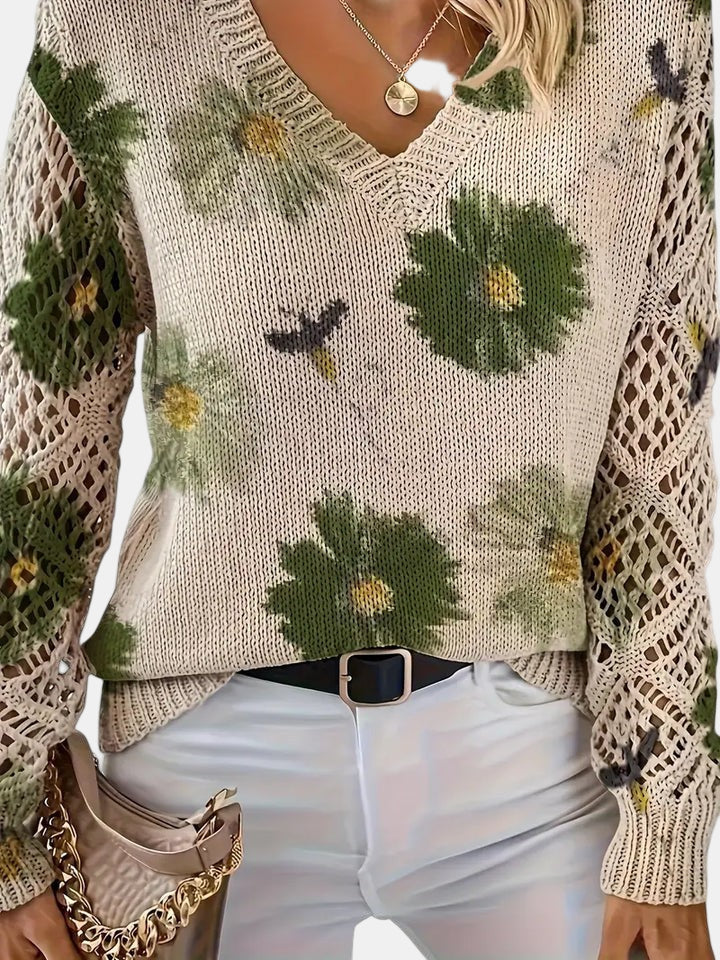 Amira Floral V-Neck Sweater