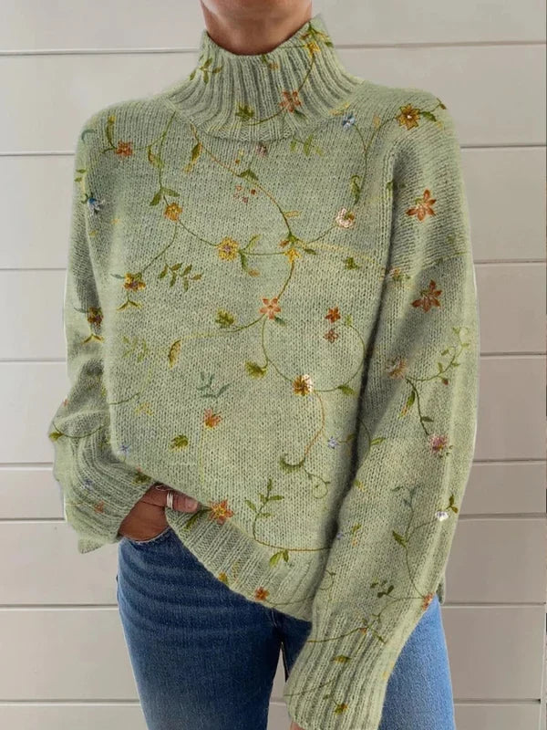 Alexa Delicate Floral Turtleneck