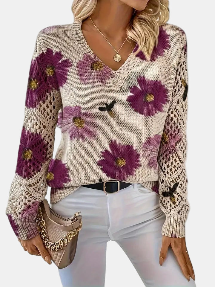 Amira Floral V-Neck Sweater