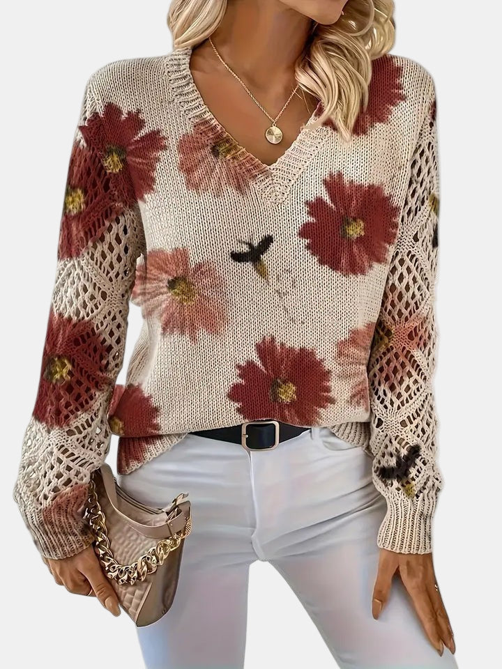 Amira Floral V-Neck Sweater