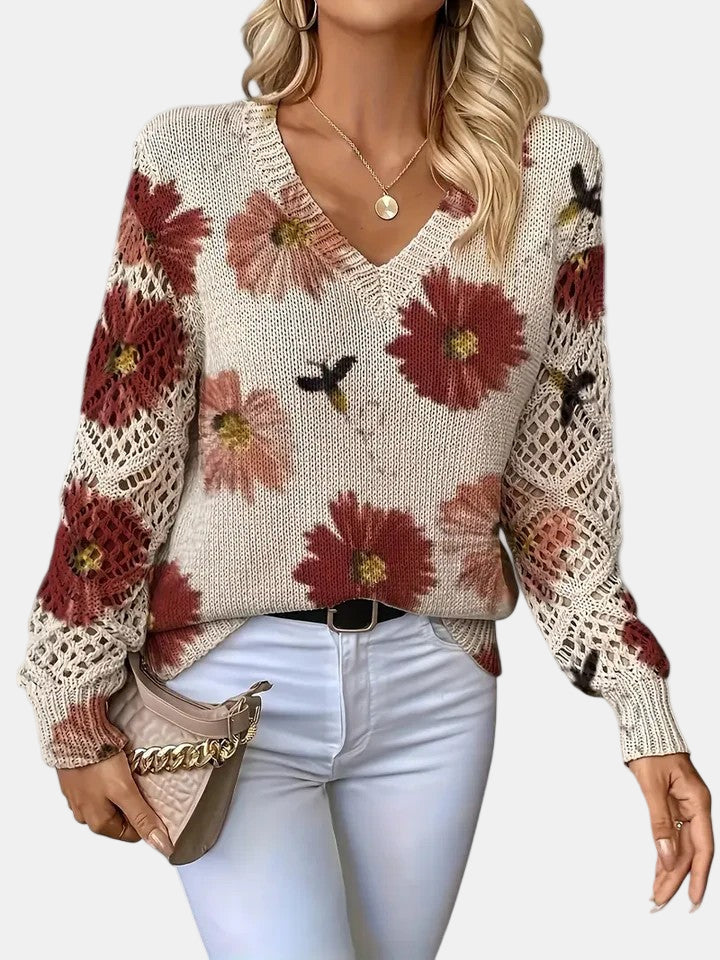 Amira Floral V-Neck Sweater