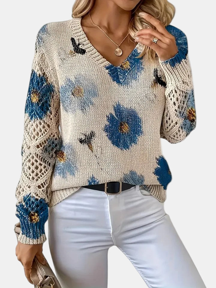 Amira Floral V-Neck Sweater