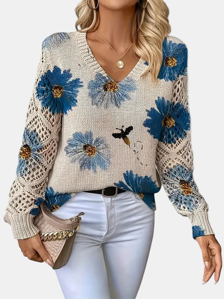Amira Floral V-Neck Sweater