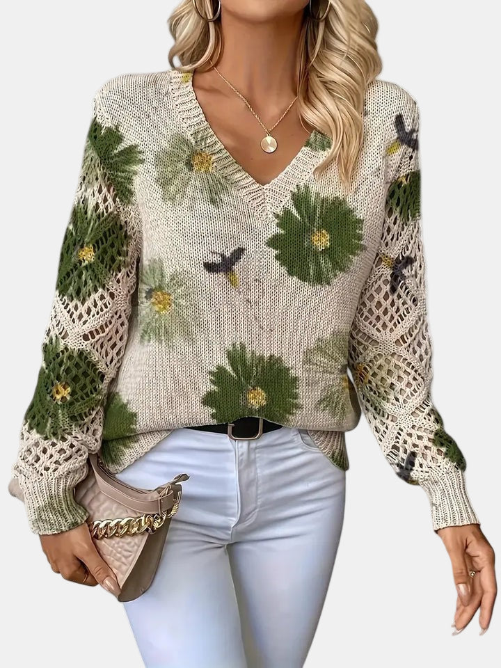Amira Floral V-Neck Sweater