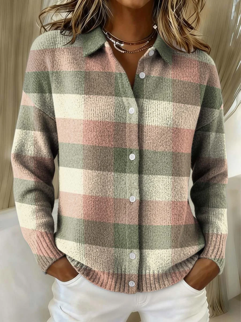 Tawny Pastel Plaid Cardigan