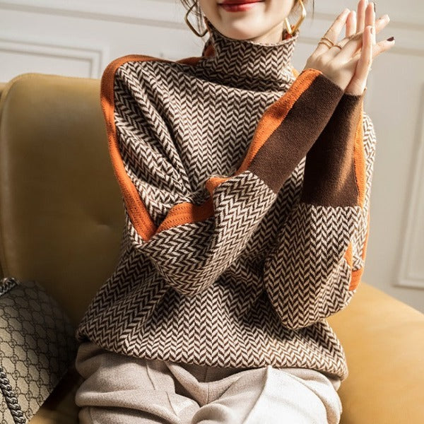 Avery Contrast Turtleneck Sweater