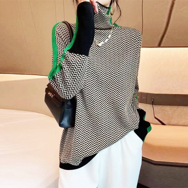 Avery Contrast Turtleneck Sweater