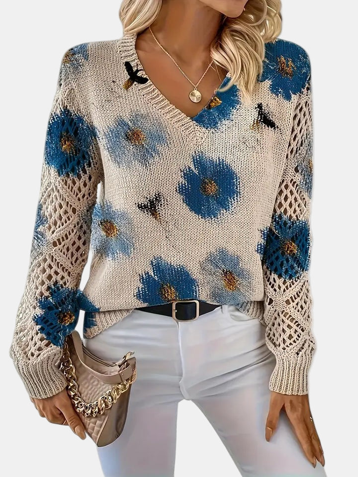 Amira Floral V-Neck Sweater