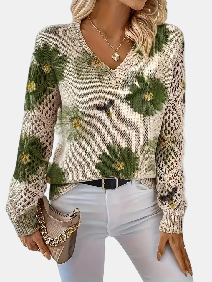 Amira Floral V-Neck Sweater