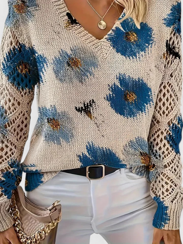 Amira Floral V-Neck Sweater