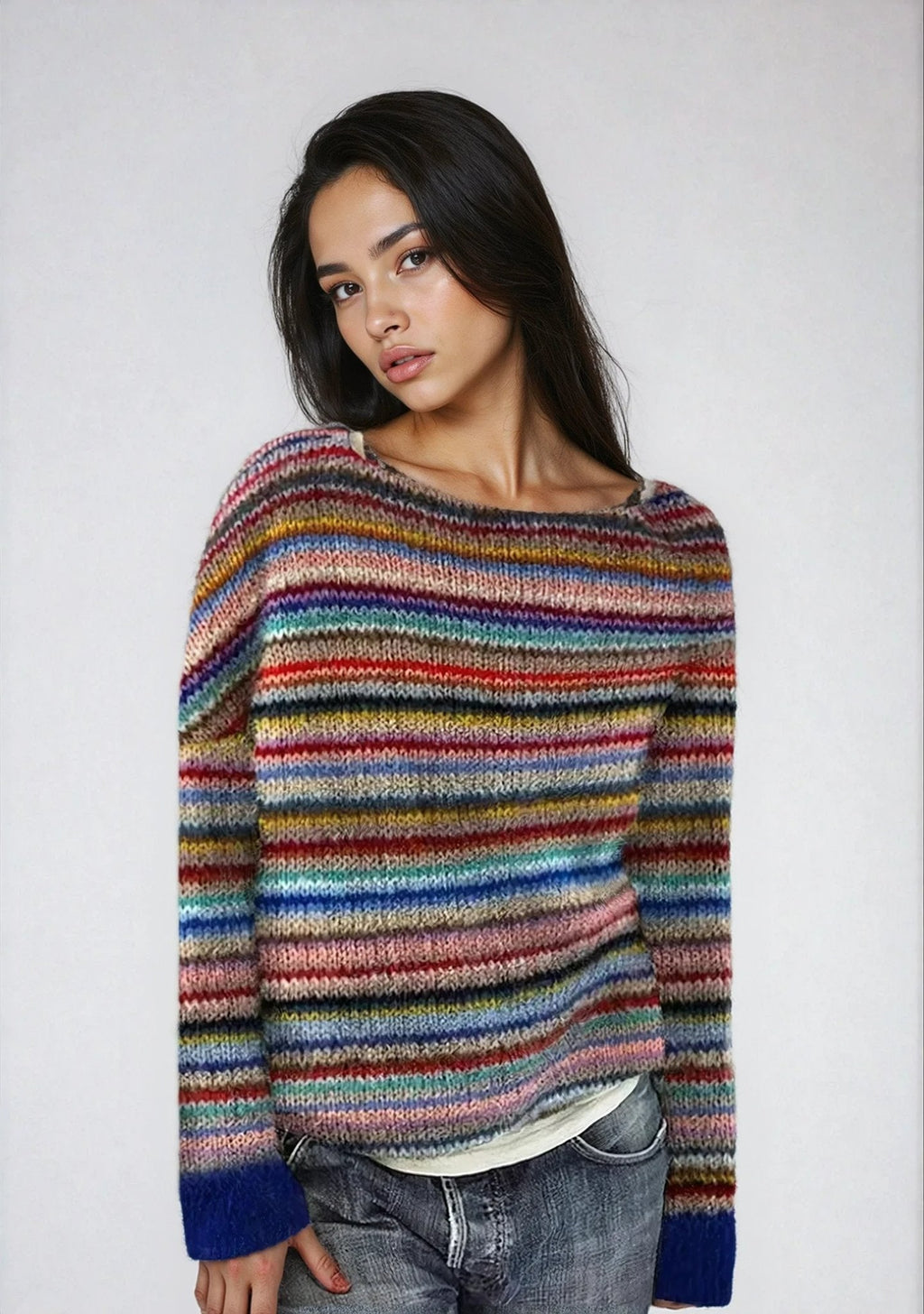 Aria Retro Stripe Sweater